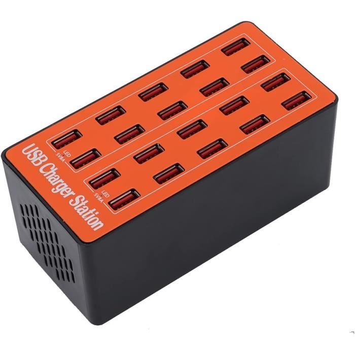 Station Charge USB 20 Ports - 96W (5V / 2.1A Max Par Port) - Hub Alimenté - NEUF