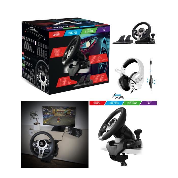 Volant De Course Gaming PXN V3 Pro Avec Pédales - Compatible PC, PS4, Xbox, Switch - Occasion