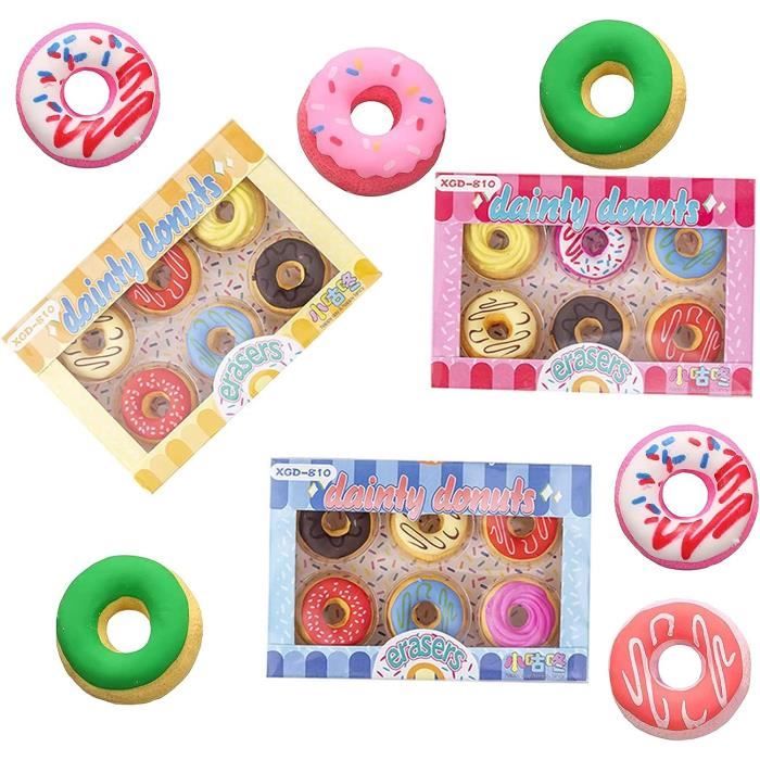 FAINCA 18 Gommes à Donut Mignonnes Kawaii - Sans PVC, Gommes Enfants Souples Pour Écriture, Dessin Et Papeterie Scolaire