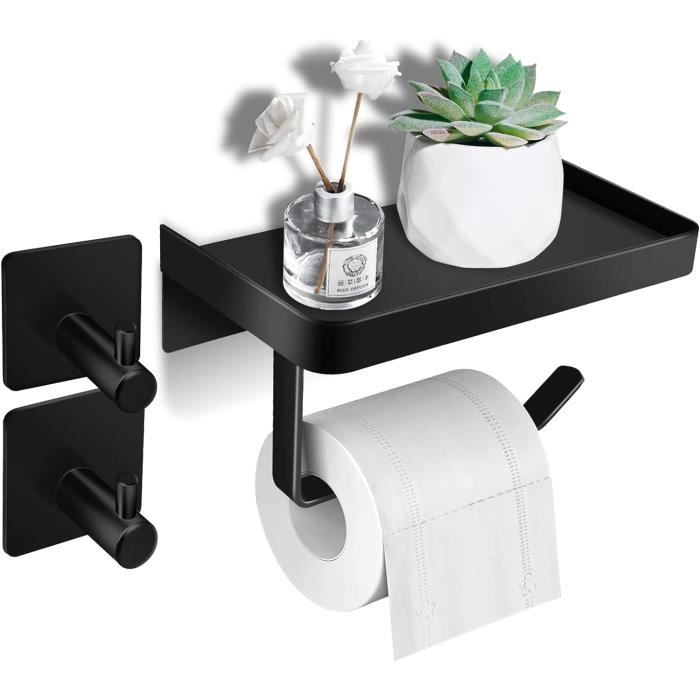 Porte Papier Toilette Mural Sans Perçage – Avec étagères En Bois Pour Rangement