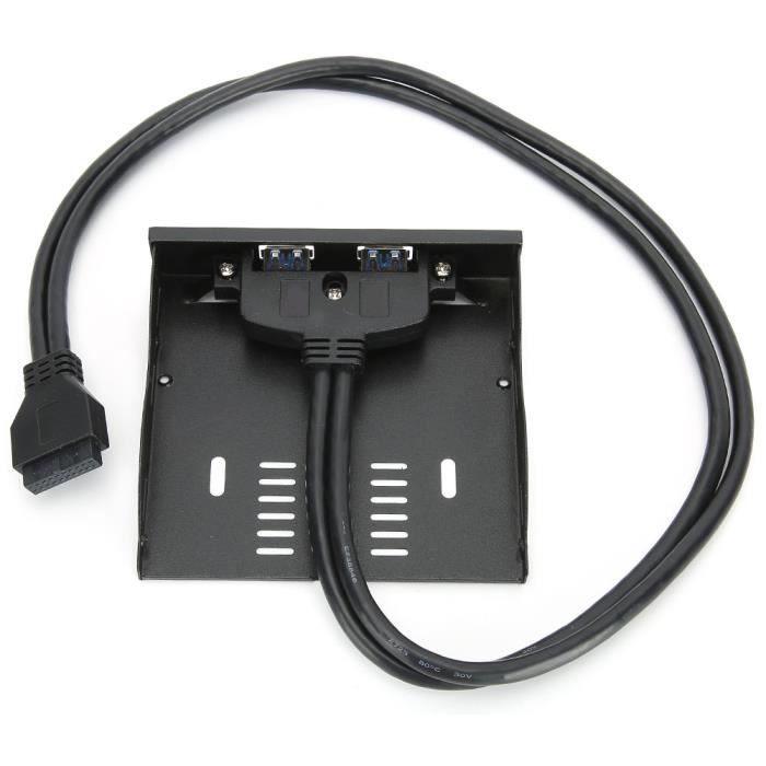 Panneau Avant USB 3.0 Pour Baie 3,5" - 2 Ports USB Rapides - Compatible PC De Bureau