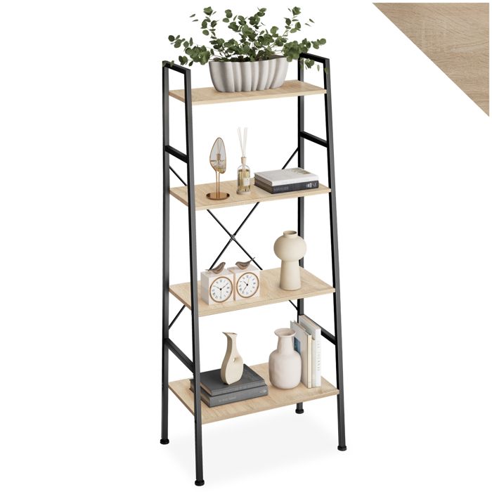 Étagère - TECTAKE - Étagère LIVERPOOL avec 4 étages en bois MDF au style industriel 615 x 365 x 150 cm - Bois clair/Chêne Sonoma