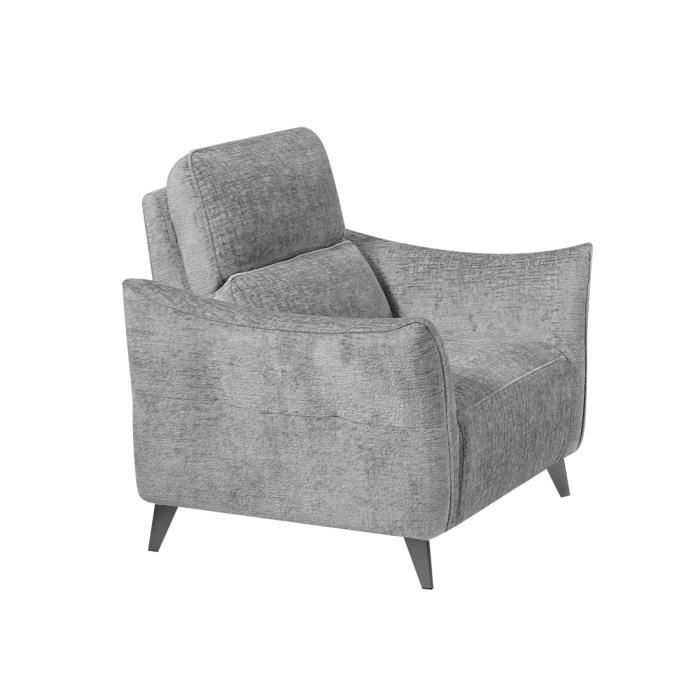 fauteuil relax électrique en tissu chenillé gris argent - carina - l 96 x l 98 x h 100 cm