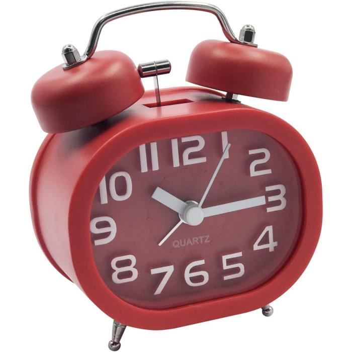 Réveil matin réveil de chevet silencieux sans tic-tac, grand cadran