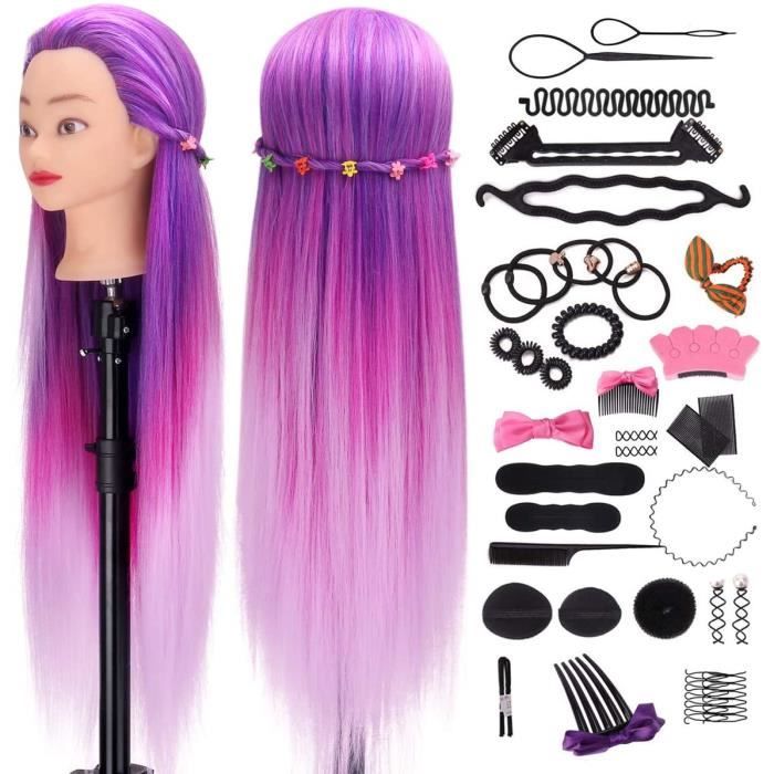 30 Tête à Coiffer Professionnelle 100% Cheveux Synthétique Tete a Coiffer | Têtes d'exercice Coiffure Cosmétologie Pratique Mannequin avec Pince de table #27 30 Tête à Coiffer Professionnelle 100% Cheveux Synthétique Tete a Coiffer | Têtes d'exercice Coiffure Cosmétologie Pratique Mannequin avec Pince de table #27