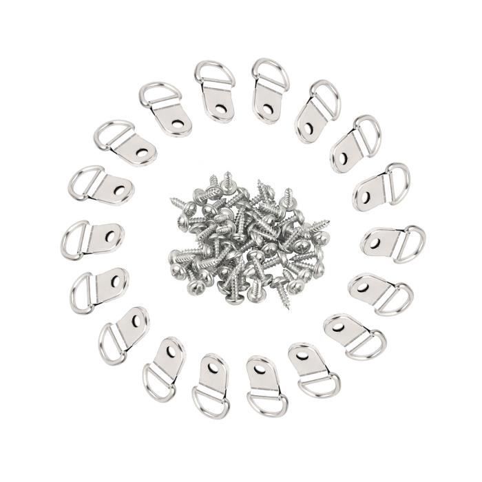 100 pcs d anneau clips avec vis cadre photo cintres crochet pour suspendre cadre photo familiale (10mm x 25mm, argent)