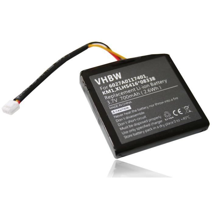 vhbw Batterie compatible avec TomTom Via Live 125, Via Live Euro, Via Live Regional appareil GPS de navigation (700mAh, 3,7V,