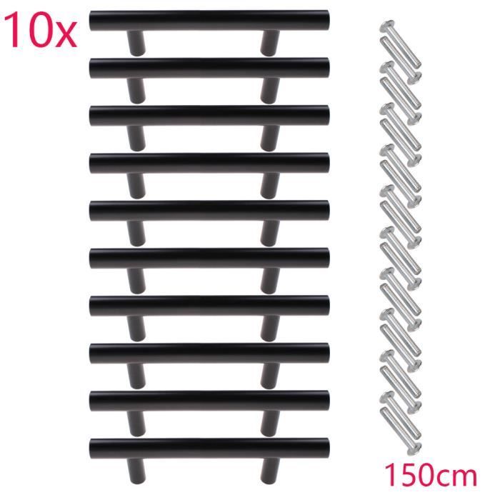 UNI 10pcs Barre en T Poignées 12*96*150mm Boutons avec Vis Armoire Tiroir Cuisine Meuble Acier Inoxydable
