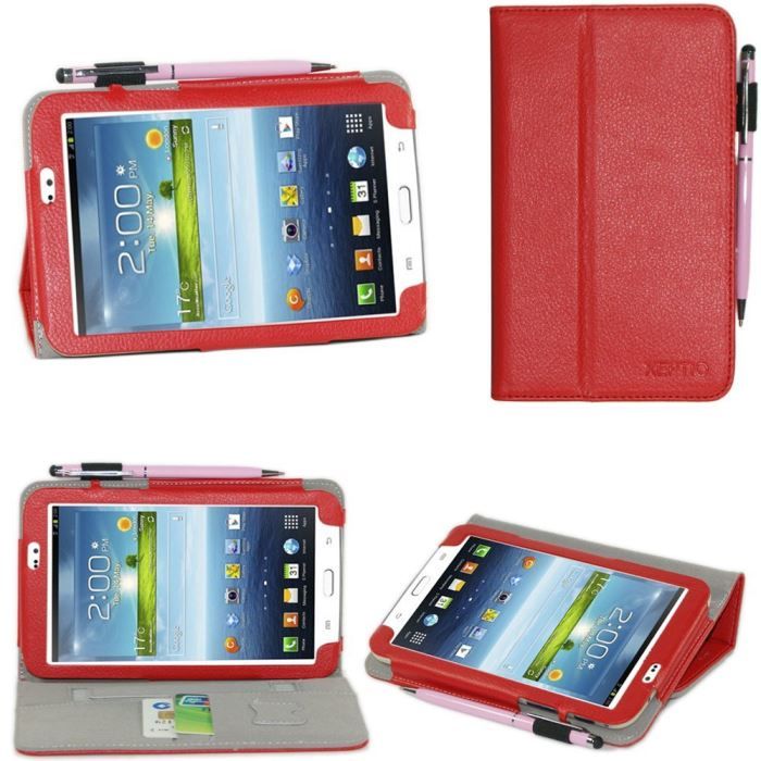Housse Samsung Galaxy Tab 3 7 pouces rouge Cuir PU - Cdiscount Informatique housse tablette samsung tab a boulanger