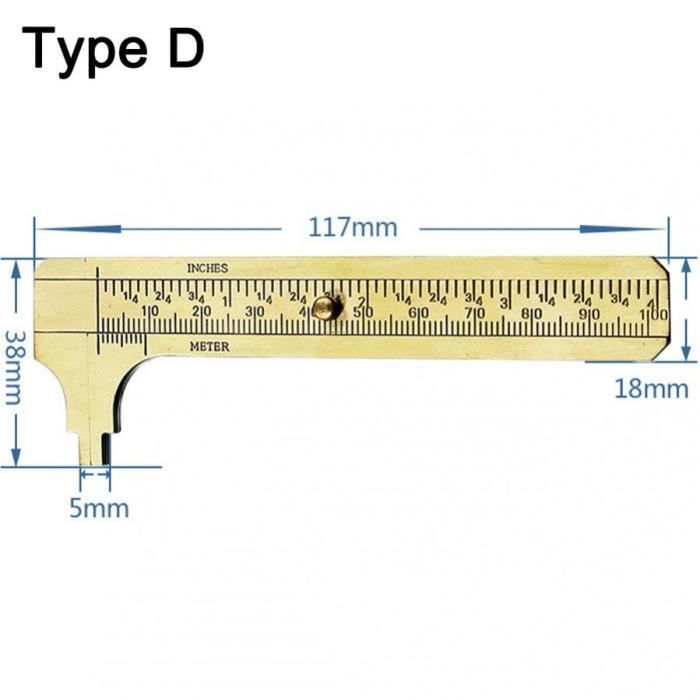 MICROMETRE,Type-D--Règle De Mesure En Laiton à Double échelle, Mini