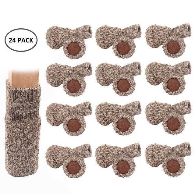 16/24 Lot De Chaussettes En * Noir Pour Pieds De Chaise, Double Épaisseur, Haute Élasticité, Protège-Pieds De Meubles, Réducteurs De Bruit, Facile à Déplacer, Ensemble De Capuchons De Chaise En Tissu