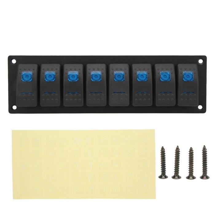 5 Pin 8 Gang Rocker Switch Panel IP66 Étanche Blue Backlight 12‑24V DC ...