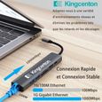 Kingcenton Hub USB C -7 en1 avec 1000M Gigabit Ethernet RJ45 -PD100W - HDMI 4K@30HZ -USB3.0, Lecteur de Carte SD-TF [KN-72]-1