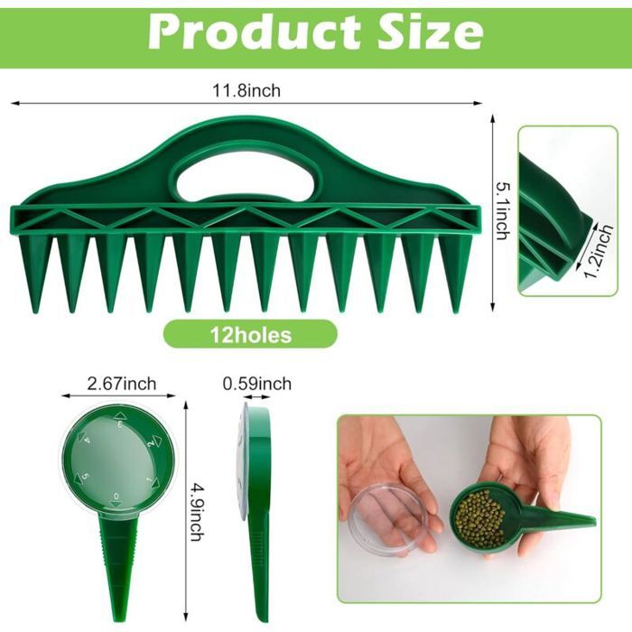 Ensemble Outils De Semoir 12 Trous HSUYUN - Distributeur Graines Réglable Pour Jardinage Précis