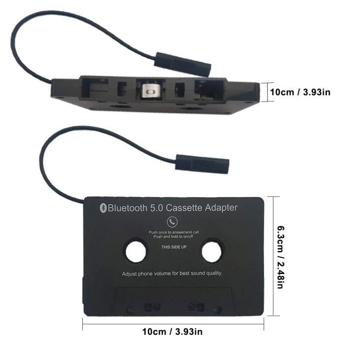 Adaptateur de cassette audio pour voiture Bluetooth 5.0 avec microphone 6H  Music Time 168H en veille - Cdiscount TV Son Photo
