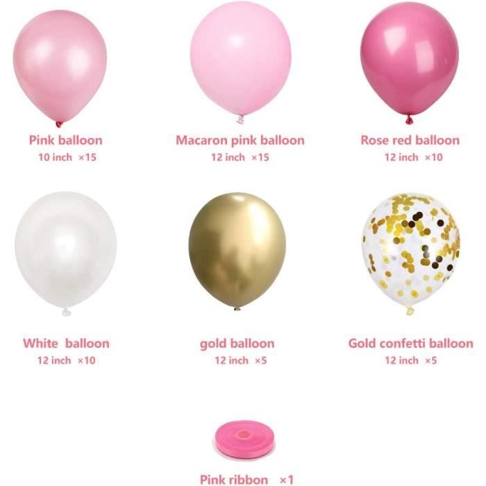 50 Ballons Rose Blanc Fuchsia. Ballon Rose Nacré Nacré. 36Cm-3.2G