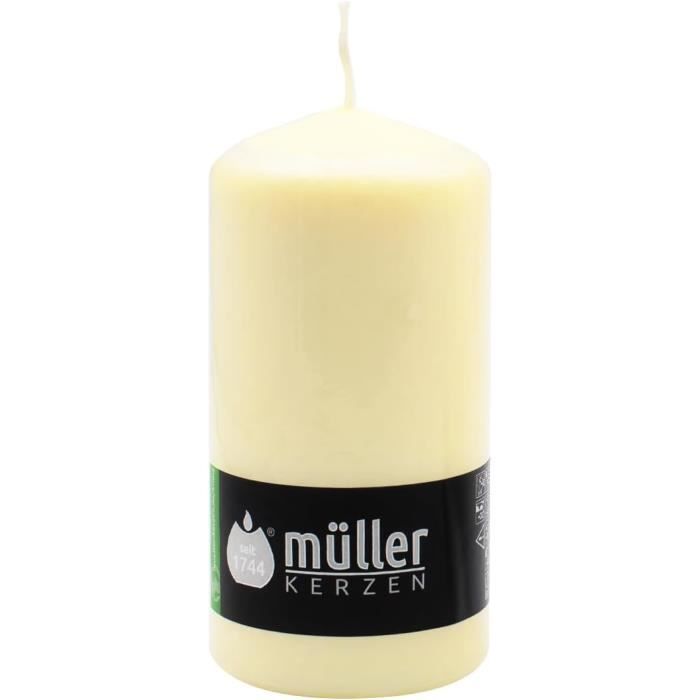 Müller Bougies Pilier - 4 Pièces - Ivoire - 48 x 90 mm - Longue Durée