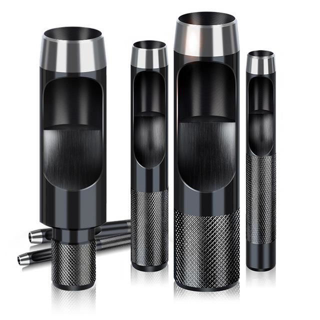 Ensemble 9 Poinçons Creux Ronds En Acier – Outils De Poinçonnage Cuir 2.5 à 10 Mm – Idéal Bricolage Maroquinerie, Ceintures, Bracelets
