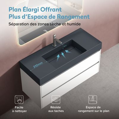 doporro Meuble de Salle de Bain Blanc Mat Ensemble de 2 Pièces Meuble avec Lavabo 120cm Design Deep avec 2 Tiroirs doporro Meuble de Salle de Bain Blanc Mat Ensemble de 2 Pièces Meuble avec Lavabo 120cm Design Deep avec 2 Tiroirs