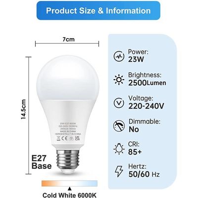 Ampoule LED E27 23W Equivalent 200W, Blanc Chaud 2700K 2500LM, Non Dimmable Ampoules  LED Intérieur E27, Lot de A534 - Cdiscount Maison