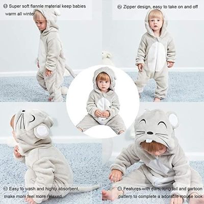 Odziezet Pyjama De Coton Bébé Fille Garçon Grenouillère Combinaisons à Manches Longues Chaud Cartoon Barboteuse Déguisement 0-12 Mois