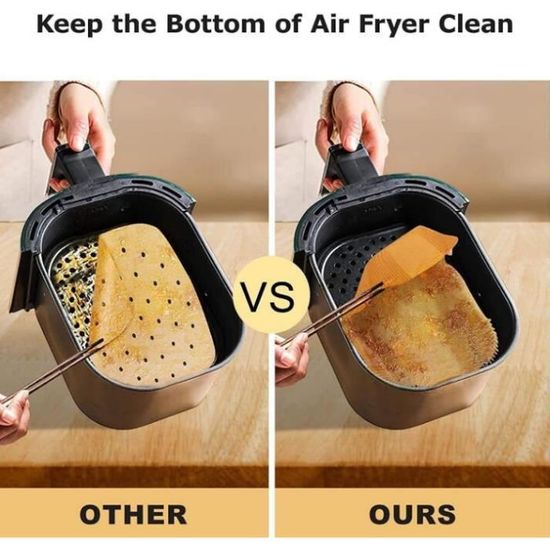 Papier Cuisson pour Ninja Air Fryer, 200 Pièces 20,5x14cm Rectangulair Paper Liners Friteuse Sans Huile Accessoires Compatible avec Ninja Foodi AF300EU / AF400EU Accessoire pour Dual Zone Air Fryer