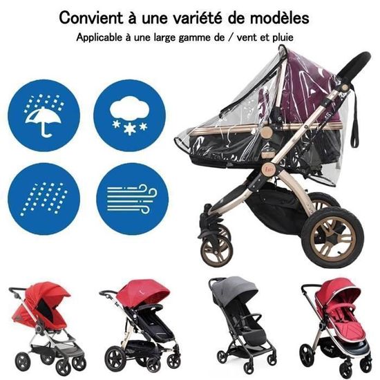Housse De Pluie Universelle PandaEar Pour Poussette - Protection Transparente Respirante Bébé