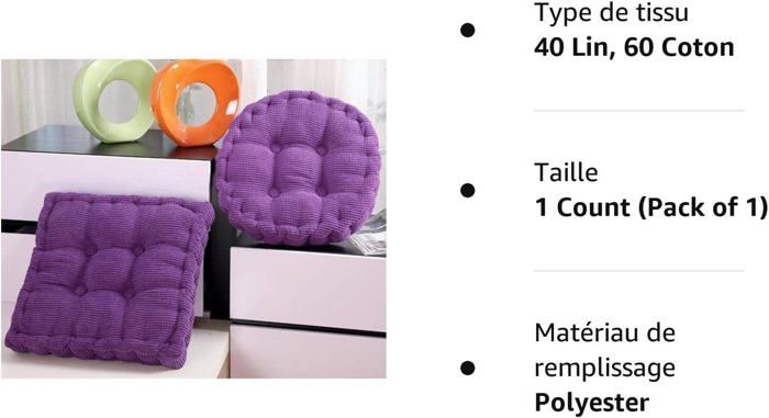 Coussin Rehausseur Carré En Polaire - 45x45x10 Cm - Pour Chaise, Fauteuil - Confort Dos Et Hanches - 4