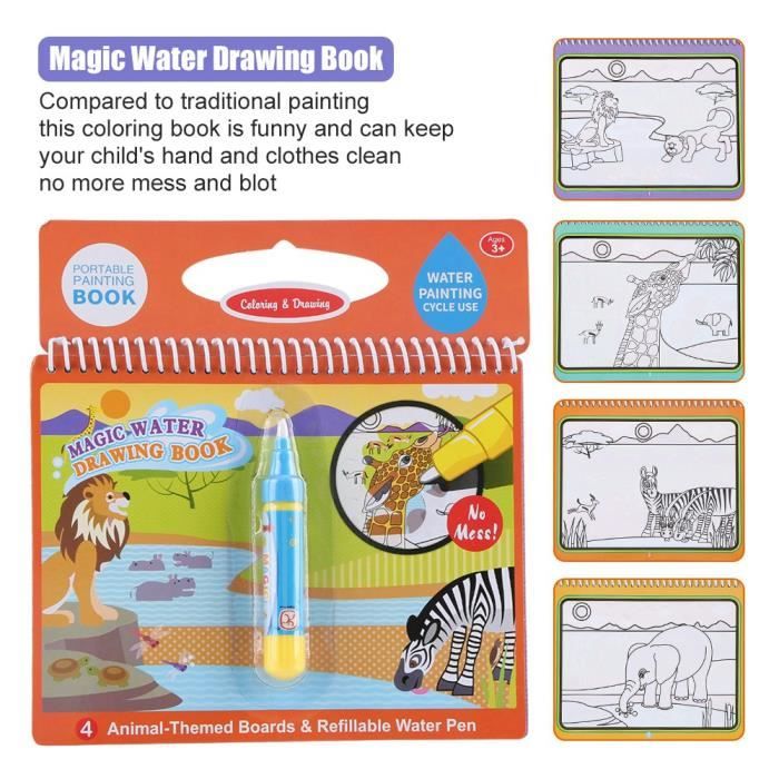Livre de coloriage réutilisable avec stylo à l'eau pour enfants Jouet  éducatif d'apprentissage précoce de peinture(n ° 1)---RAC