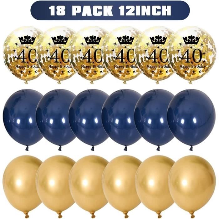 Kit Décoration Anniversaire 27 Ans - Ballons Aluminium Bleu - Happy Birthday 27 - Guirlande, Confettis