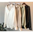 Chemises pour femmes Vêtements Chemise en soie Chemisier vintage Hauts Manche longue ar0218SKTd01v Beige-3