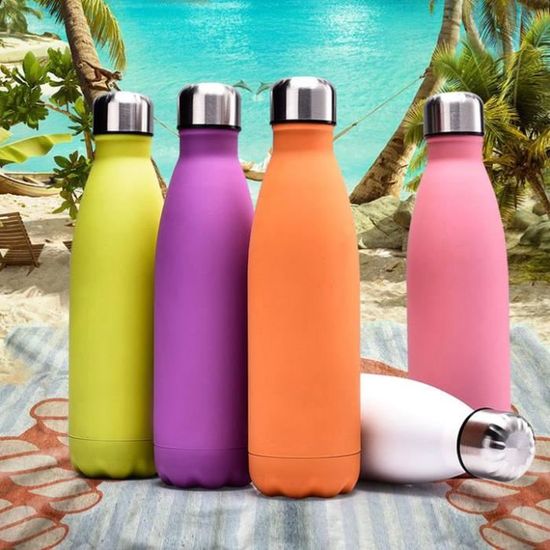 Vikaster Bouteille D'Eau Thermos 500ml - Gourde Isotherme 24h Froid 12h Chaud, Gourde Sans BPA Pour Sport, École, Bureau & Voyage