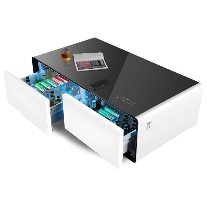 Table Connectee Table basse connectée avec frigo intégré (Smart Coffee Table) Blanche ...