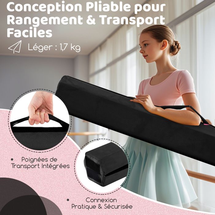 Poutre De Gymnastique 210 Cm En Mousse EVA Avec Revêtement Daim, Antidérapante, Pliable, Poignée Transport, Pour Enfants Débutants (entraînement à Domicile)