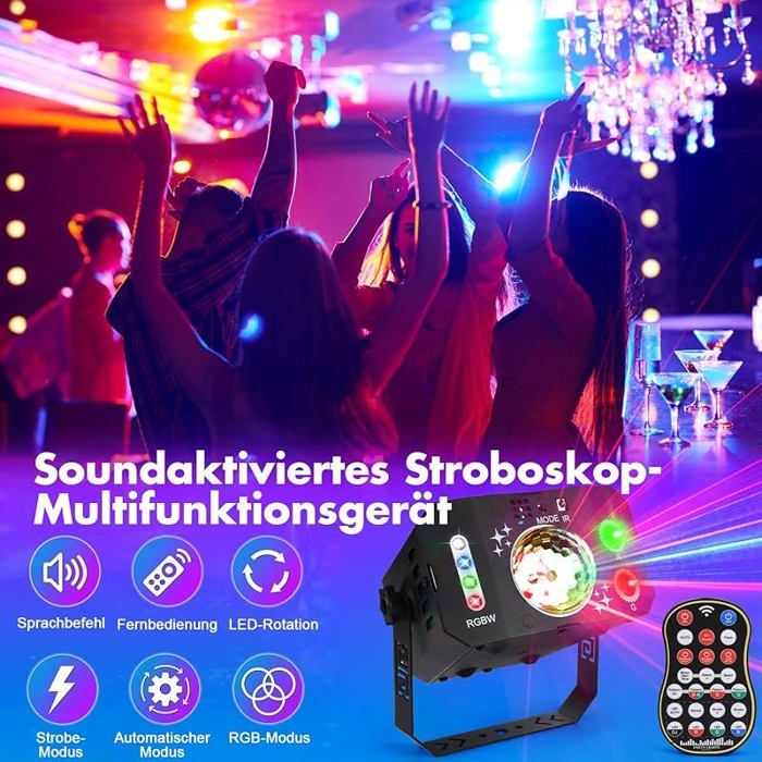 Lampe Disco 7 Yeux Fwiull – Lumière Scène Stroboscopique RGBW Avec Télécommande, Mode Musique, Effets Rotatifs Pour Fête