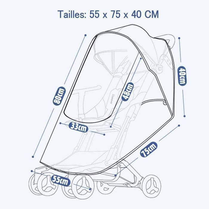 Housse De Pluie Universelle Pour Poussette - EVA Transparent Imperméable Avec Fenêtre à Glissière