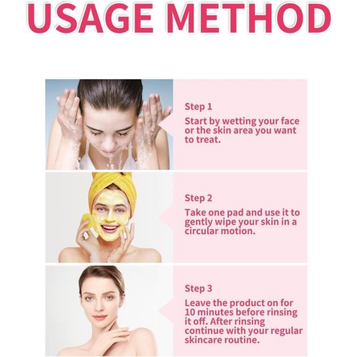 Curculia Visage 40 Tampons Nettoyants Au Curcuma Et Acide Kojique - Exfoliation Douce - Tous Types De Peau - Portable Exfoliation Peau Douce