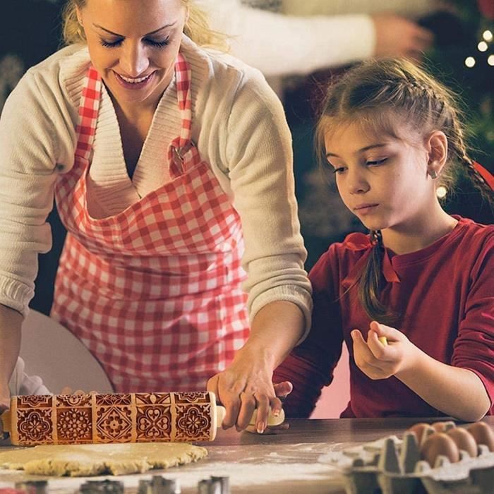 Rouleau à pâtisserie en bois, rouleau à pâtisserie en relief élément de  Noël, rouleau à pâte professionnel délicat, pour la cuisine - Cdiscount  Maison