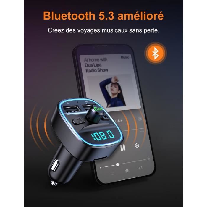 Transmetteur Fm Bluetooth 5.3, Adaptateur Bluetooth Voiture Lecteur Mp3  Adaptateur Radio Sans Fil Mit 2 Port Usb, Allume Cig[u27] - Cdiscount Auto
