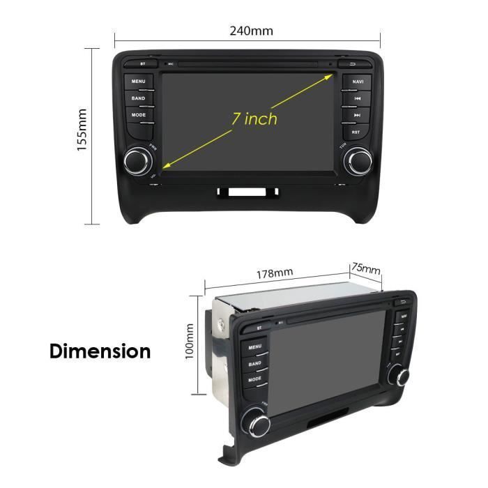 CarPlay Sans Fil Android Auto Autoradio Android 13 Pour Audi TT MK2 2008-2014 - Écran 10.1" CarPlay Sans Fil - GPS, Bluetooth, Caméra Recul écran 10.1 Pouces 2Go/64Go