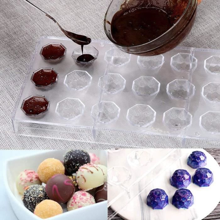 Moule à Chocolat Coeur RNHDLY - Polycarbonate Transparent - 21 Cavités - Pour Chocolats Maison, Bonbons