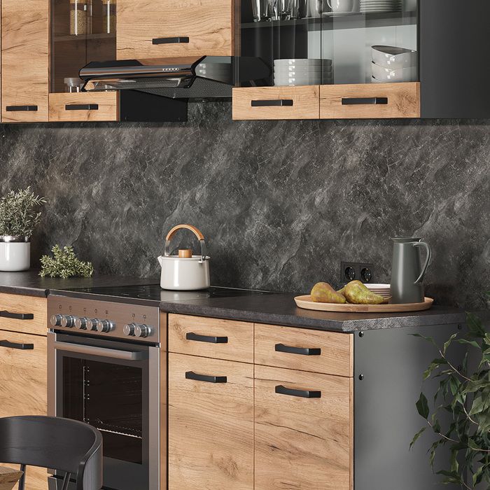 Cuisine D'angle Rick 270 Cm – Anthracite Et Chêne – Moderne – Vicco – Neuve