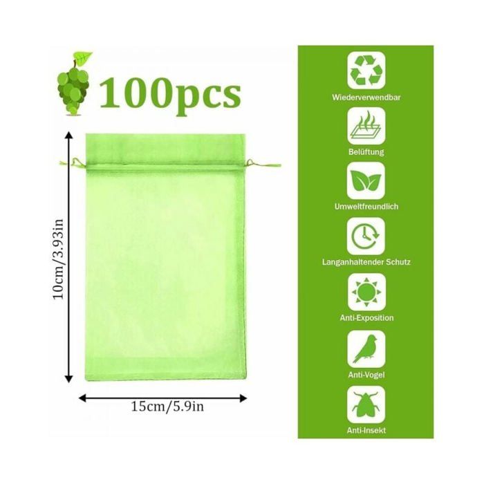 Sachet Protection Raisin 100 Sachets Protection Fruits En Organza 20x15cm | Anti-Insectes Et Oiseaux - Pour Raisins, Fraises, Etc. Sachet Pour Lavande Vide