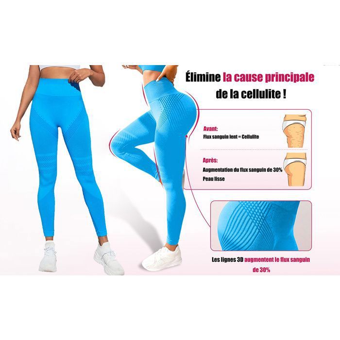 Leggings Femme à Compression 3D Anti-cellulite - Taille Haute, Sans Couture, Pour Yoga, Fitness - Effet Push