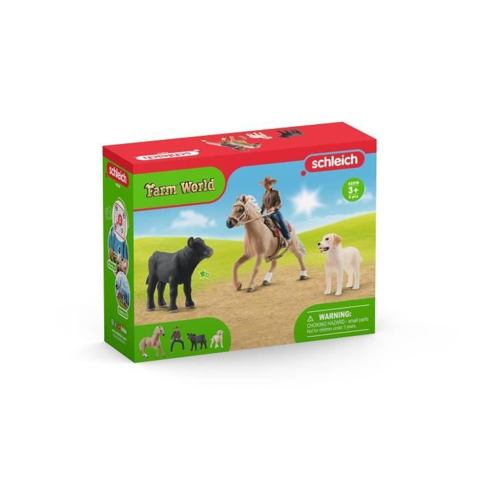 Coffret Entraînement Poney Schleich 42481 Farm World - Coffret D'Entraînement Agilité Équestre Avec Cheval, Dresseur Et Accessoires - 41 Pièces