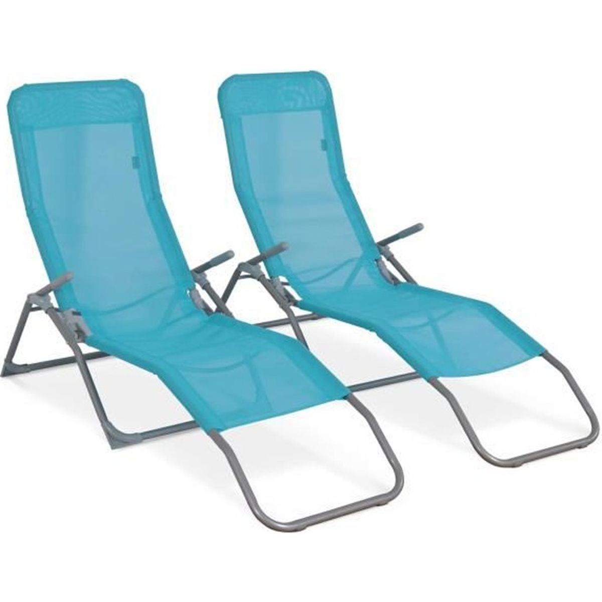 Alice S Garden Lot De 2 Bains De Soleil Levito Coloris Turquoise Style Lounge Pliables Achat Vente Chaise Longue Alice S Garden Lot De 2 Bai Cdiscount