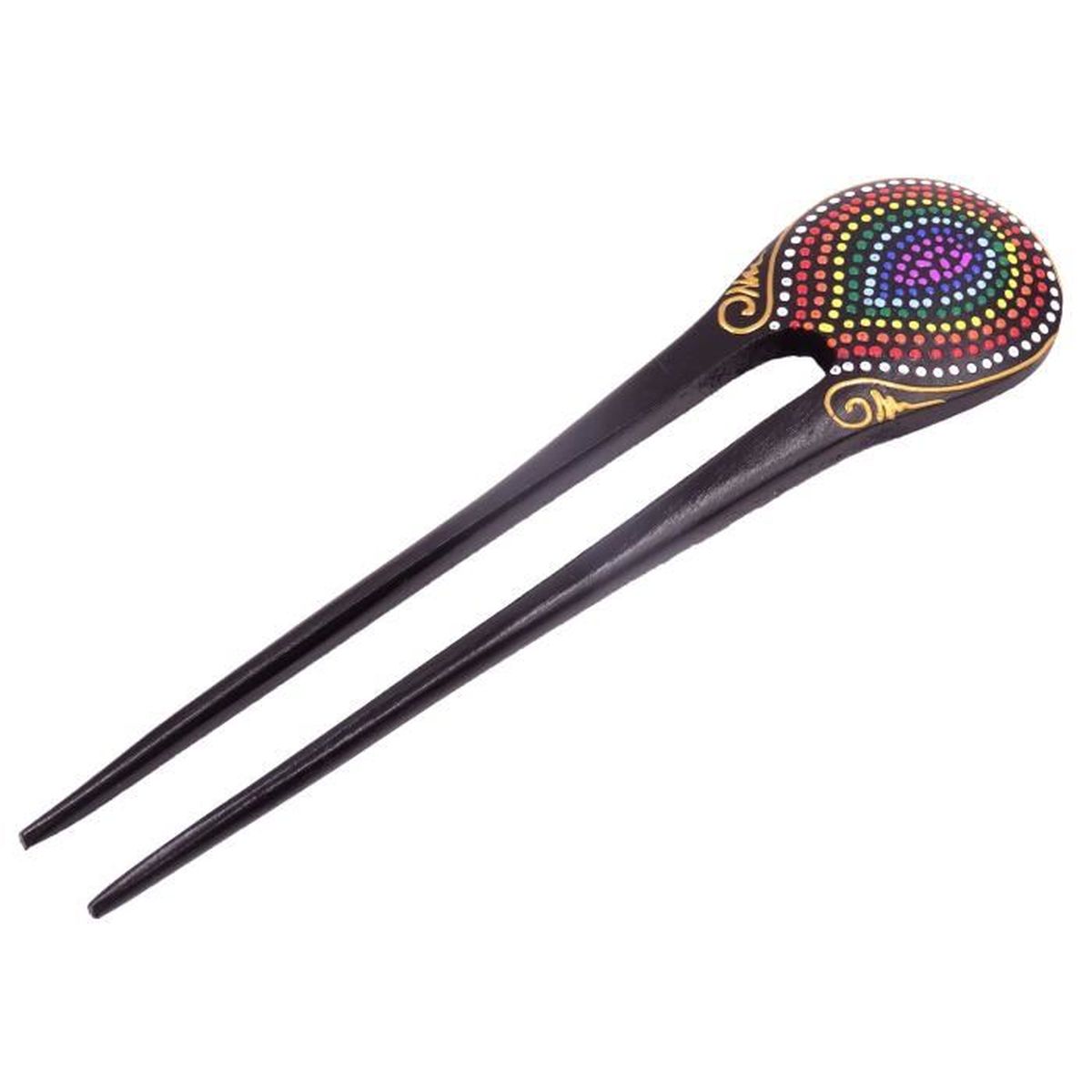 Pic à Cheveux Bois Pique Ethnique Wooden Hair Stick Artisanat tribal sculpté
