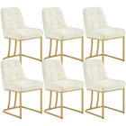 WOLTU Chaise Salle à Manger, Lot de 6, Chaise Salon en Velours Rembourrée, Structure Métallique en Forme d'arc, Crème W0ATT0531-6