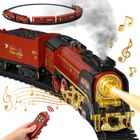 PIMPIMSKU Train Jouet - Jouet De Train Électrique À Vapeur - 5 Wagons - Sons et lumières - Fumée authentique