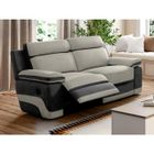 VENTE-UNIQUE Canapé 3 places relax en microfibre gris clair et bandes anthracites TALCA